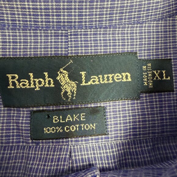 Men's RALPH LAUREN “Blake” Long Sleeve Button-Down Blue Plaid Shirt- Size XL‎ - Picture 7 of 8